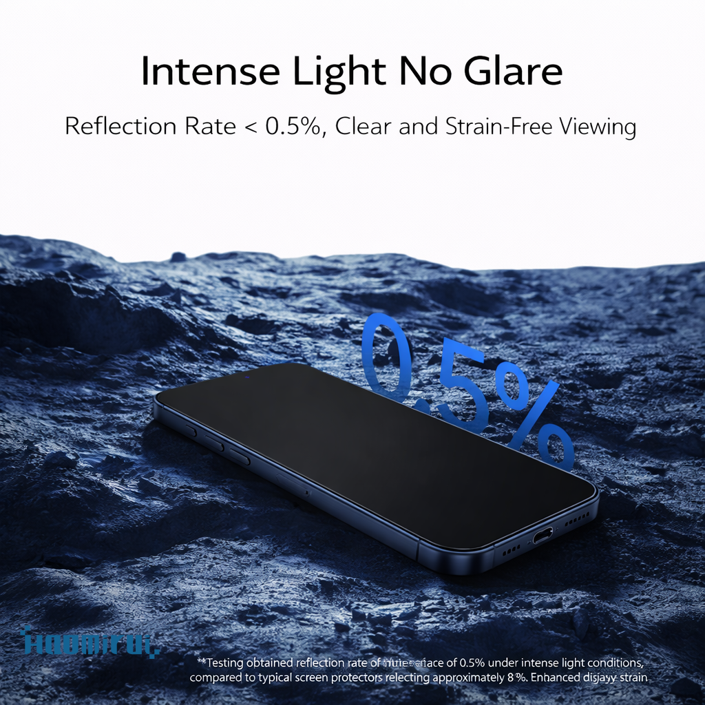 Haomirui AR High-Transparency 3D Tempered Glass Screen Protector for iPhone 17 Series — Magnetron Sputtering Process, Up to 97% Light Transmittance, <0.5% Reflectance