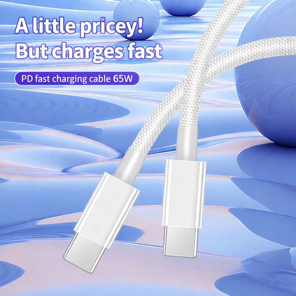 Haomirui 65W PD Fast Charging Cable | Dual USB-C Braided Cable | Designed for iPhone 17 Series | Charge & Data Sync