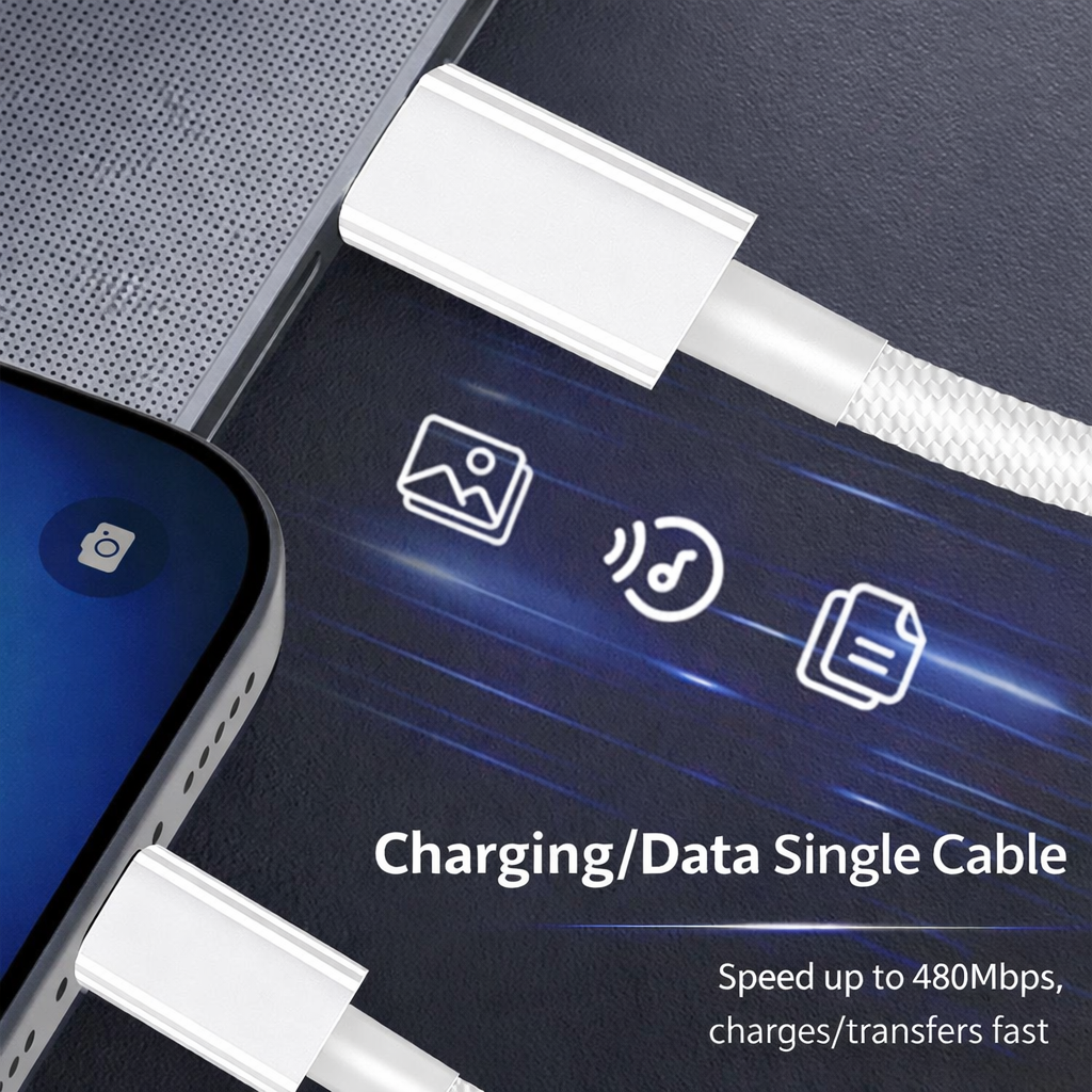 Haomirui 65W PD Fast Charging Cable | Dual USB-C Braided Cable | Designed for iPhone 17 Series | Charge & Data Sync